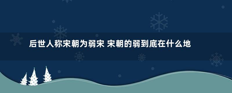 后世人称宋朝为弱宋 宋朝的弱到底在什么地方